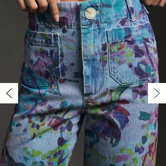 Maeve Anthropologie ‘The Colette’ Multicolor Floral Wide-Leg Crop Jeans Size 33 - Picture 4 of 11